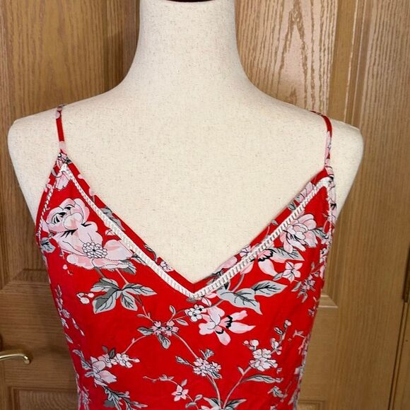 Lulus Esperanza Red Floral Print Midi Dress Large - Picture 3 of 8